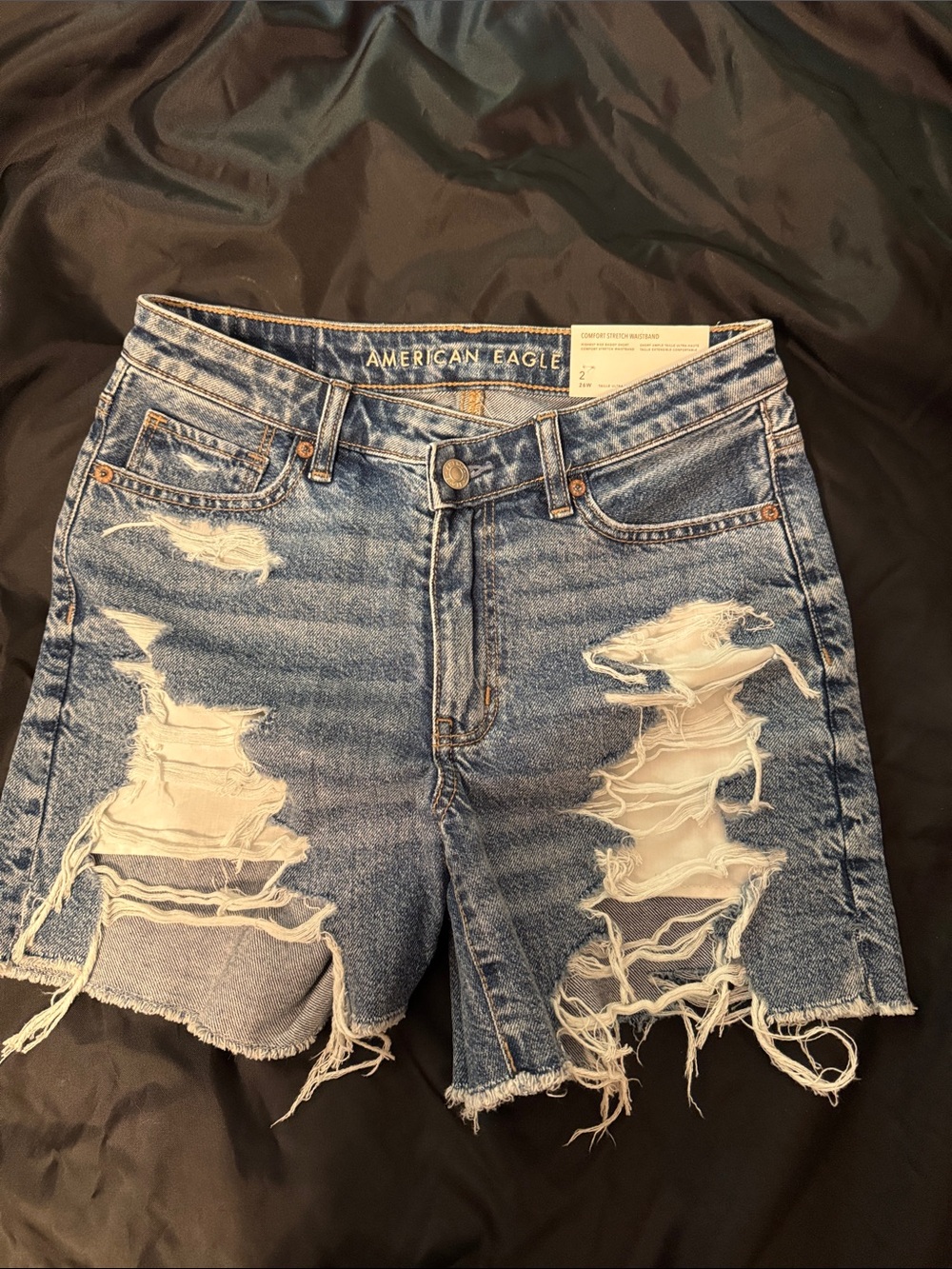 American Eagle Outfitters Ripped Light Blue Denim Shorts